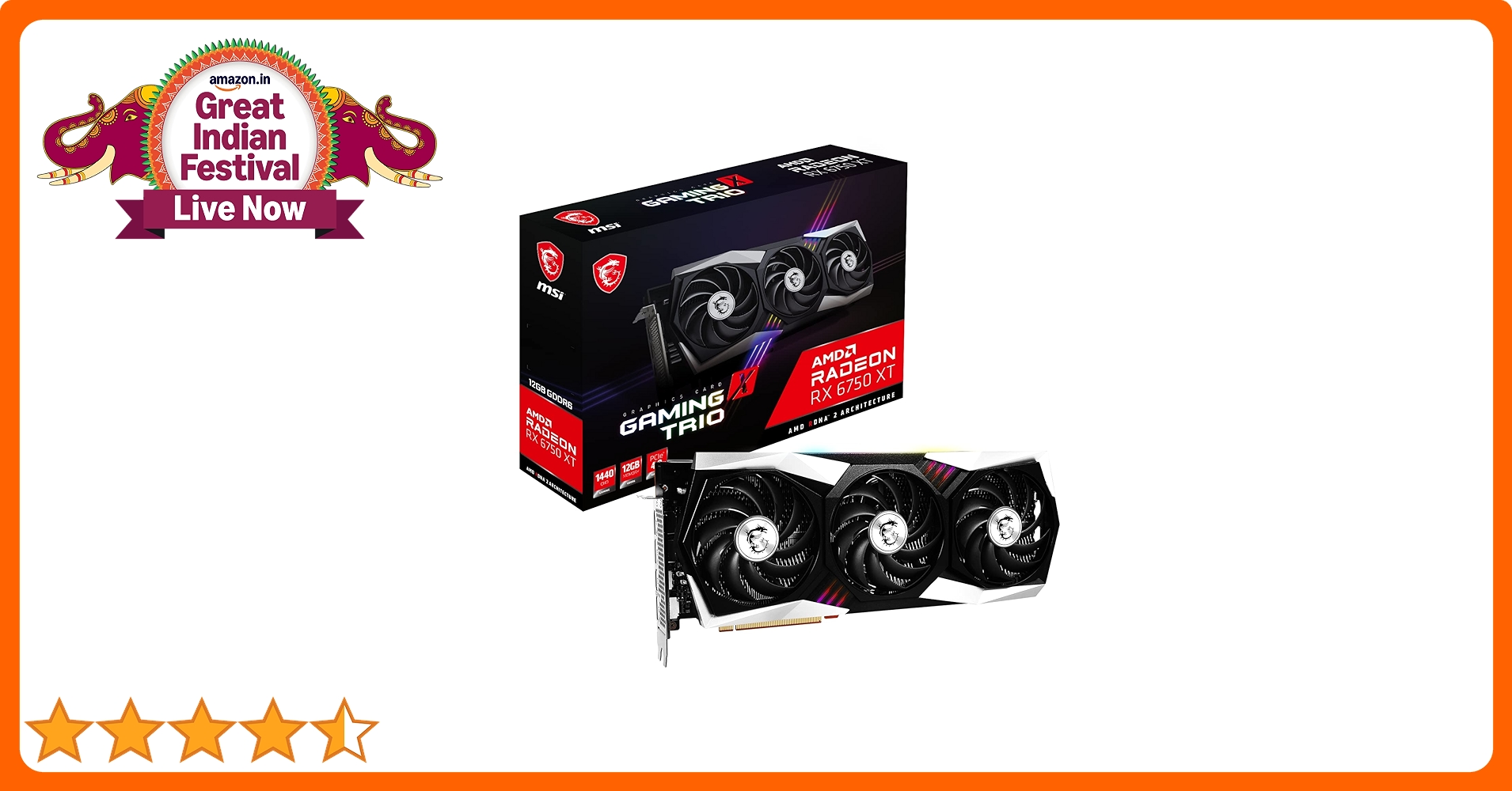 Amazon.in: Buy MSI Gaming Radeon RX 6750 XT 192-bit 12GB GDDR6 DP
